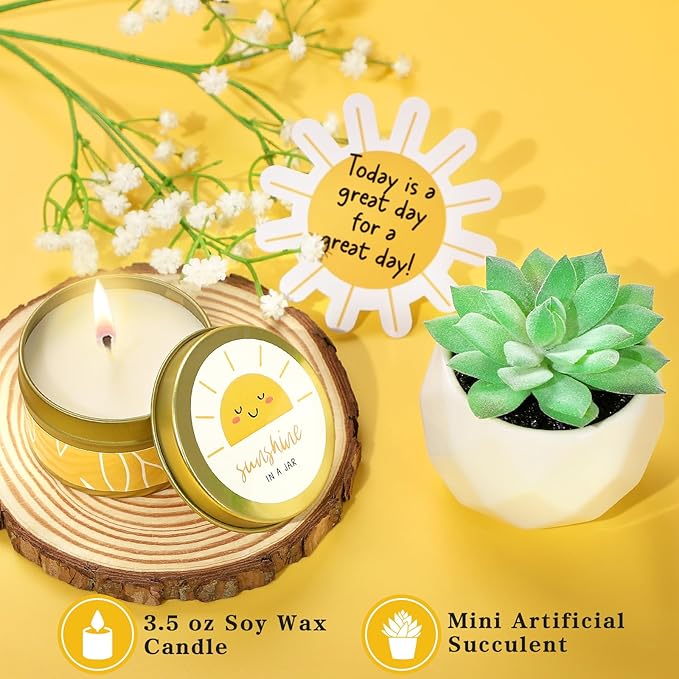 Sending Sunshine Care Package for Women, Birthday Gifts for Woman, Self Care Gift Baskets, Sunflower Gifts for Women, Get Well Soon Encouragement Gift for Her Sister Best Friend (Yellow)