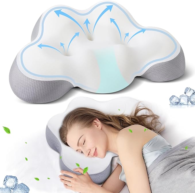 Cervical Pillow for Neck and Shoulder, Ergonomic Side Sleeper Pillow for Neck Support, Contour Memory Foam Pillows for Side Back & Stomach Sleepers with Cooling Pillowcase