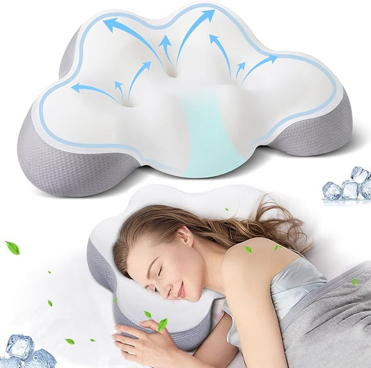 Cervical Pillow for Neck and Shoulder, Ergonomic Side Sleeper Pillow for Neck Support, Contour Memory Foam Pillows for Side Back & Stomach Sleepers with Cooling Pillowcase