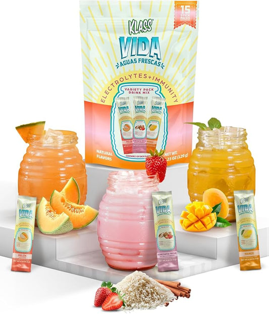 Hydration + Immunity Electrolyte Drink Mix – Variety Pack with Mango, Strawberry Horchata & Cantaloupe | Sugar-Free Hydration Packets with Wellmune®, Acerola, Coconut Water & Minerals
