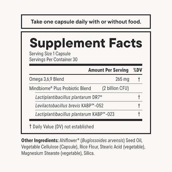Daily Nouri Stress Support Probiotic for Women & Men | Supports Cortisol Management, Stress Relief, Mood, Digestion & Gut Health | 3 Clinically Studied Strains + Vegan Omega Oil | 30-Day Supply
