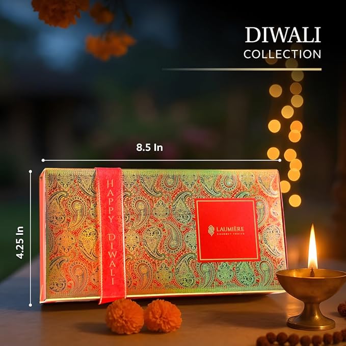Laumiere Gourmet Fruits - Diwali Petite Collection - Indian Mithai Box Made with Dried Fruits and Nuts - No Added Cane Sugar-