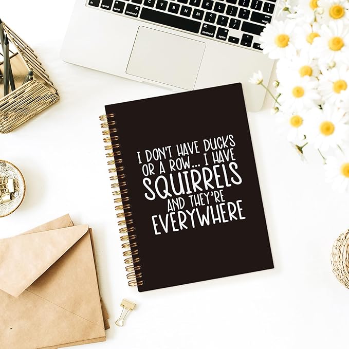 Funny Office Spiral Notebook, Work Journal Notebook for Women Men Coworkers, Funny Office Supplies, I Don't Have Ducks or a Row Hardcover Notebooks 5.5x8.3