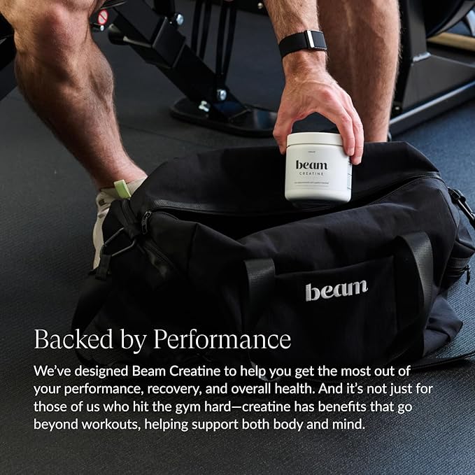 Beam Creatine Powder, Third Party Tested, Micronized Creatine Monohydrate Supplement, Creatine for Women and Men, Muscle Strength, Workout Recovery, Lean Muscle, 30 Servings, Blue Raspberry Flavor