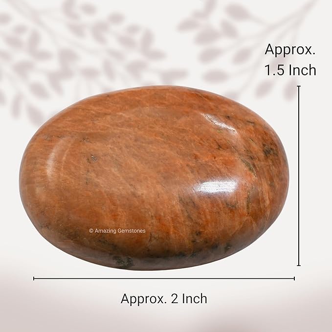 Amazing Gemstone Peach Moonstone Crystals and Healing Stones - Large Palm Stone Crystals Piedra - Crystal for Good Luck, Positive Energy, Meditation - Unique Stocking Stuffers and Gifts for Women, Men