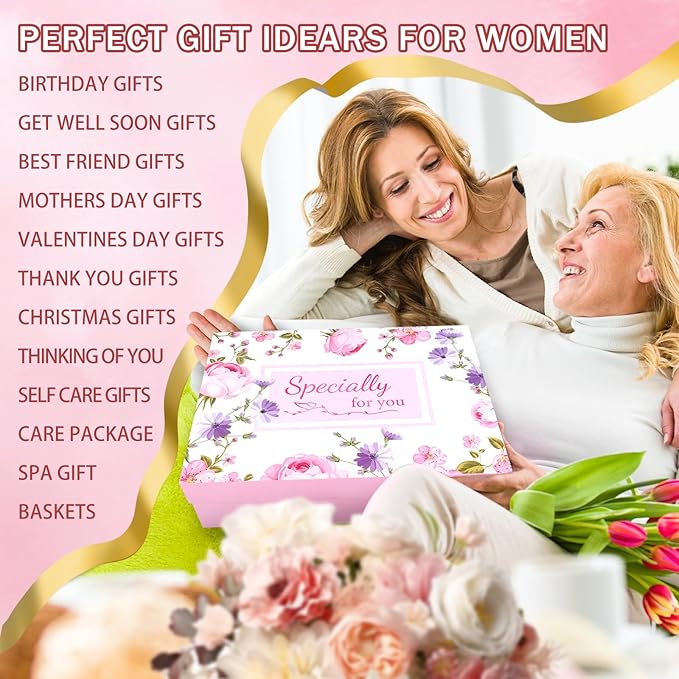 Birthday Gifts for Women Friendship Self Care Package Gifts for Women Get Well Soon Gift Baskets Relaxing Blanket Gifts Box for Sister Mom Wife Friend Her Fantasy Box (Pink)