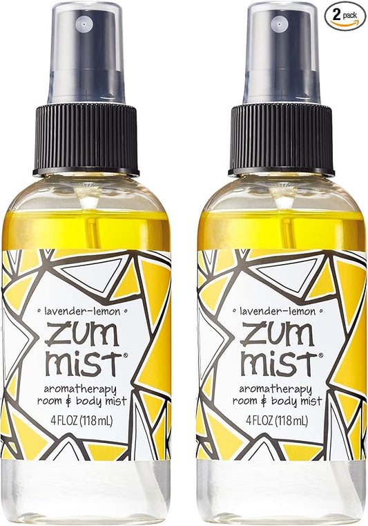 Indigo Wild Zum Mist Room & Body Spray - Aromatherapy Essential Oil Spray - Natural Body Mist & Room Spray - Lavender-Lemon Scent - 4 fl oz (2 Pack)