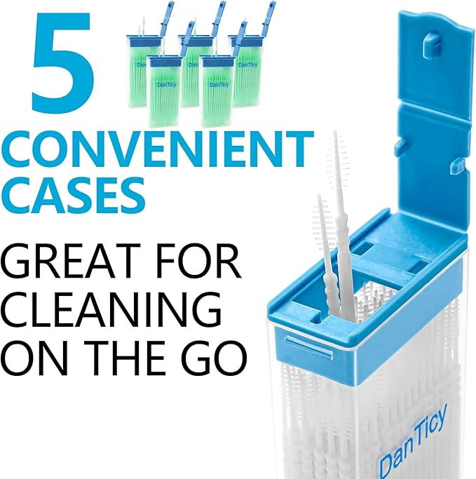 Brushpicks Interdental Toothpicks,Soft Bristle Dental Floss Picks Toothpicks,Helps Removes Plaque and Debris Between Your Teeth 600PCS (Pack of 5) Mint