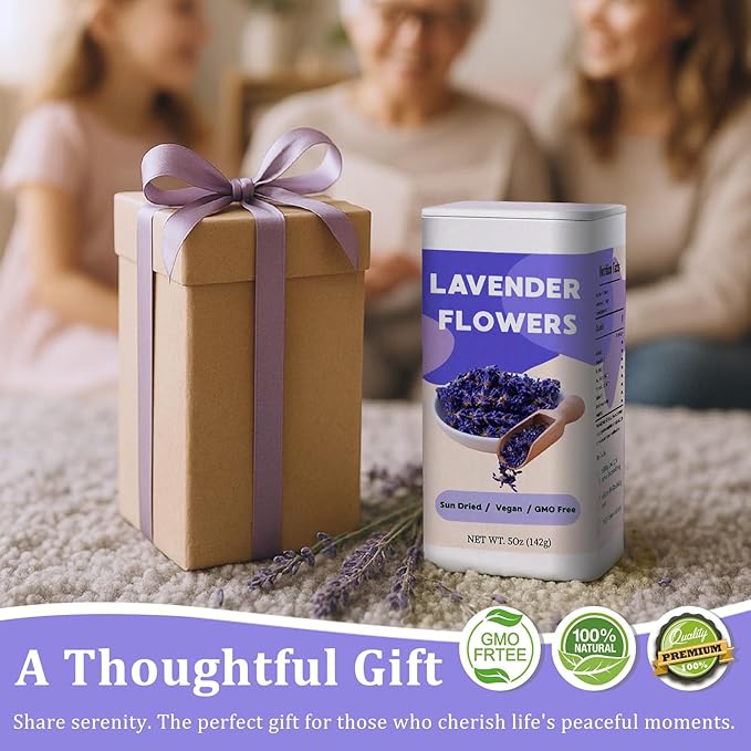 5oz Lavender Tea Loose Leaf – 100% Natural Extra Grade Dried Lavender Flowers for Drinks, Caffeine-Free Te de Lavanda for Culinary, Sachet & Milk Tea