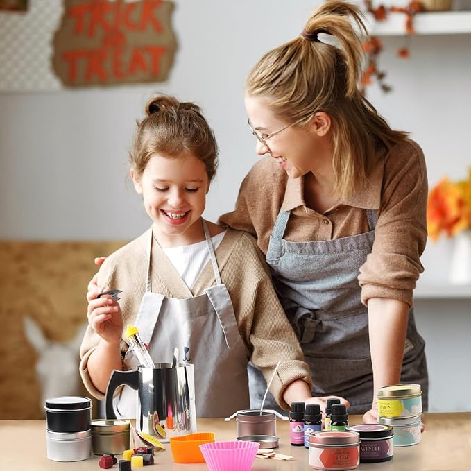 HOUSEASSIST Candle Making Kit Supplies,32oz Stainless Steel Candle Make Pouring Pot, Sticker, 3-Hole Wicks Holder,Candle Wicks for Candle Making DIY Craft Tools