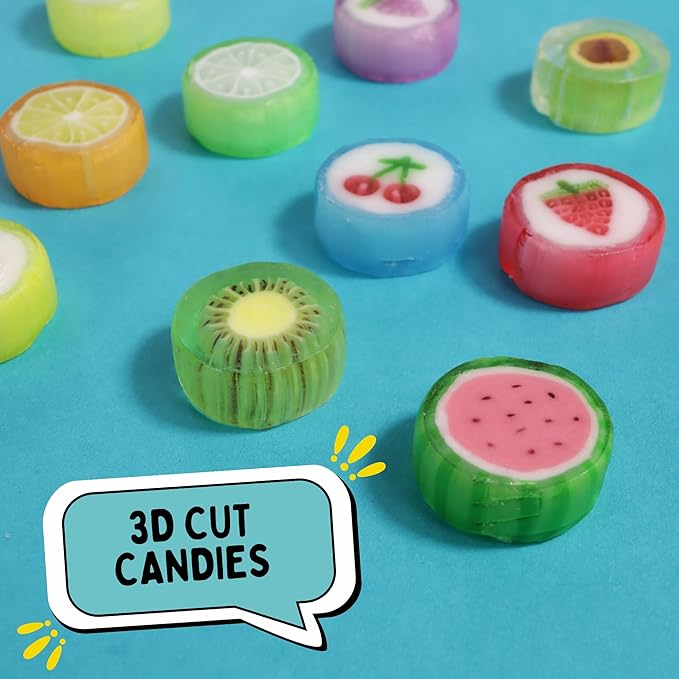 Fruit Slice Candy 1 Lb Individually Wrapped Old Fashioned Treats, 10 Assorted Flavors, Approximately 110 Pieces