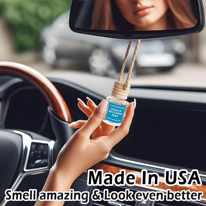 Car Air Freshener Hanging, Cabana Hotel scent,Essential Oil Diffuser for Car, Long Lasting Car Air Freshener, Made in USA