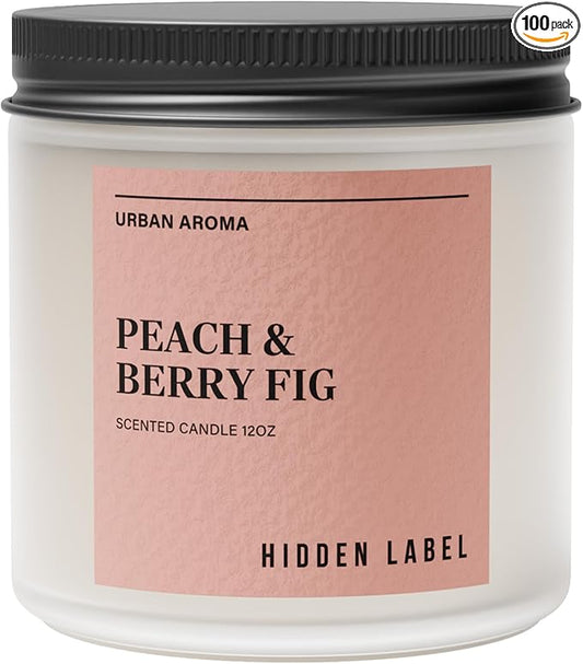 Hidden Label Peach & Berry Fig Soy Wax Candle, 12oz 2 Wick Natural Soy Non Toxic Candles, Clean Burning Long Lasting Aromatherapy for Home | Gifts,Premium Scents for Relaxation & Stress Relief,Gifts