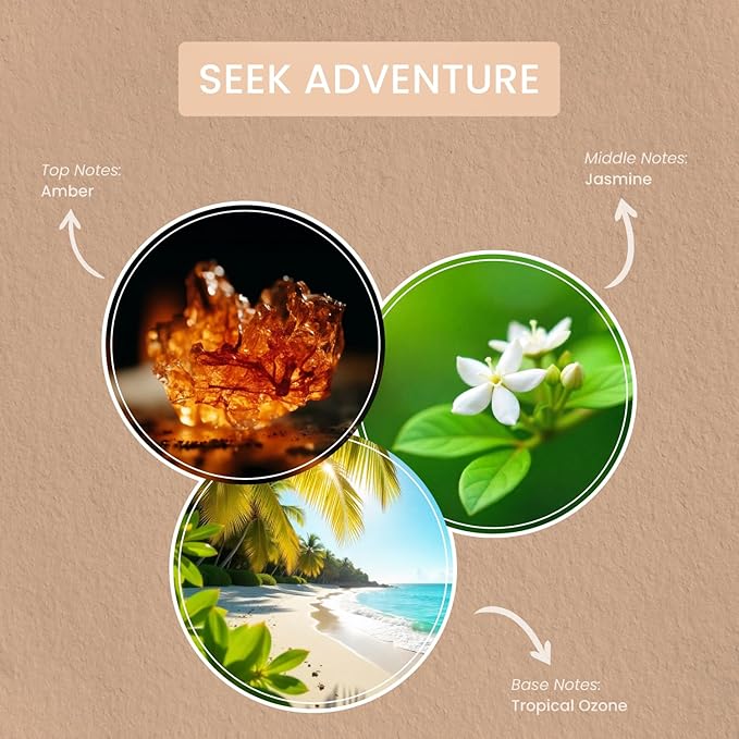 Carolina Seek Adventure Scented Candle, 16 oz Amber & Jasmine Scented, 2 Wick Wellness Relaxing Candle, 60H Burn Time, Ideal for Creating a Welcoming Home - Made in The USA