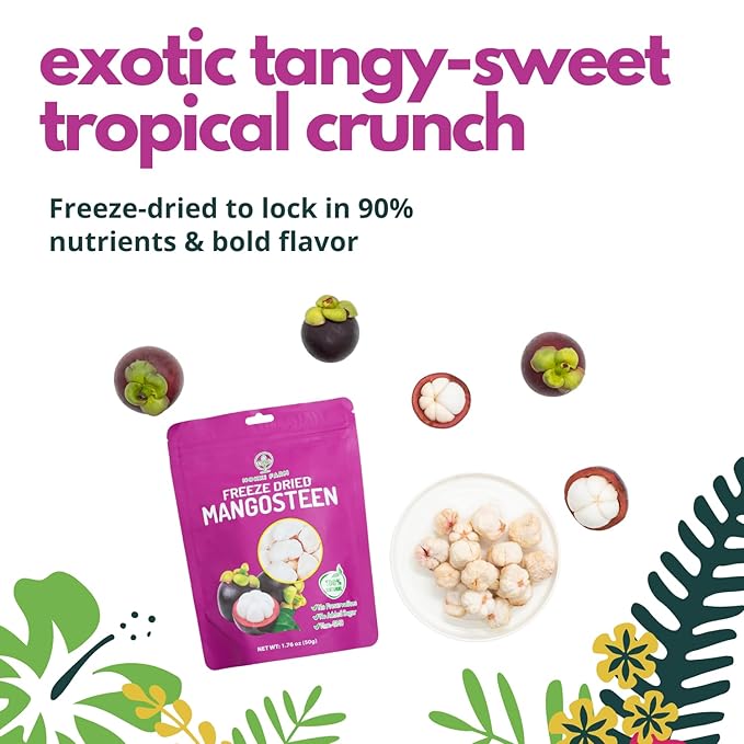 NOKKI FARM Freeze Dried Mangosteen - Healthy & Exotic Tropical Fruit Snacks, No Added Sugar or Preservatives, Kid-Approved, Shelf-Stable & Portable for On-The-Go Snacking - (Pack of 3)