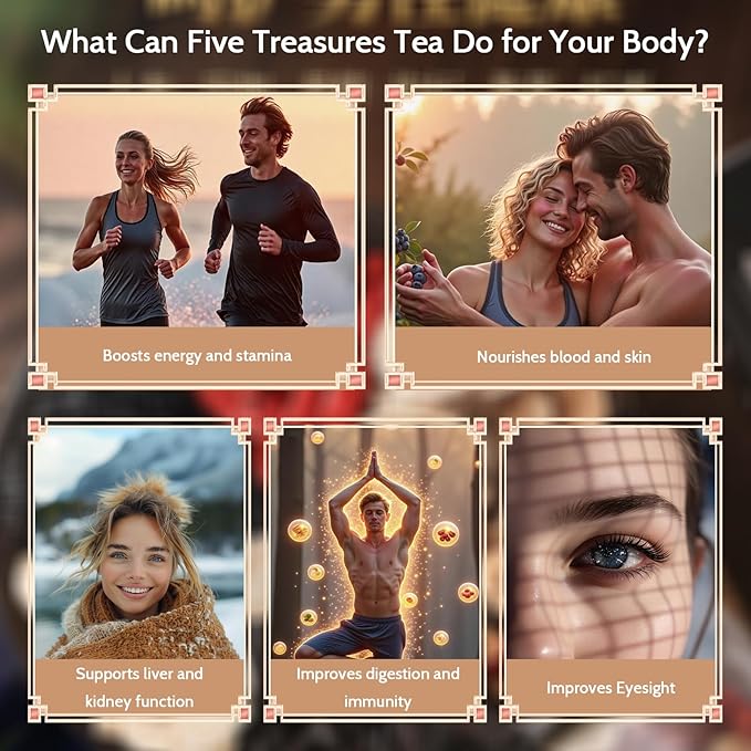 Ginseng Five Treasures Tea Kidney Tea, Ginseng Six Treasure Tea Bags, Natural Kidney Cleanse Tea Bags for Women & Men, 7 Precious Ingredients Formula (1Pack/25Bags)