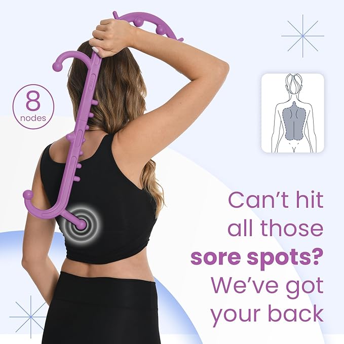 Deep Tissue Back & Neck Massager - Back Massager Stick for Pain Relief, Muscle Knot Remover, Trigger Point Massage Tool for Full Body, Shoulders, Legs - Pressure Point Massage Tool