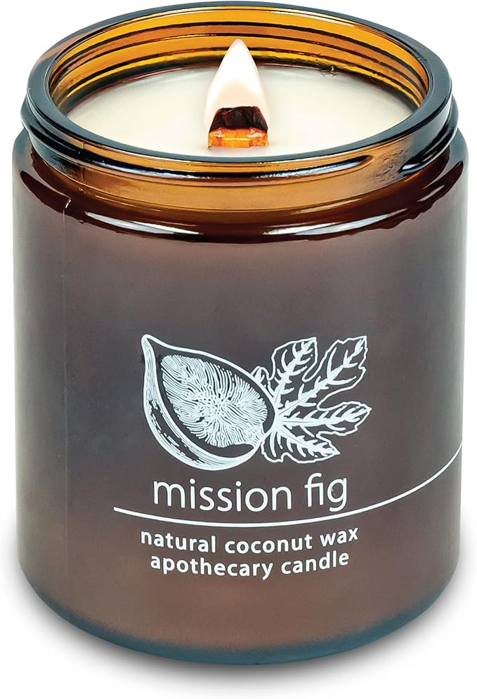 Hemlock Park Crackling Wood Wick Candle Handcrafted with Natural Coconut Wax (Standard 8 oz, Mission Fig)