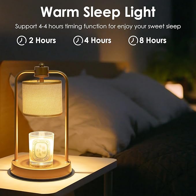Candle Warmer Lamp Electric with Timer: Wax Melts Warmer - Dimmable Candle Warmer with Replacement Bulbs, Bedroom Home Decor Compatible with Various Candles