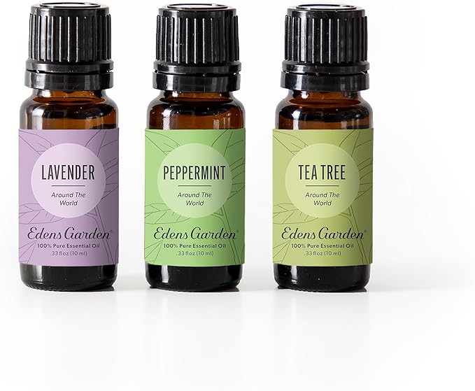 Edens Garden Essential Oils Around The World 3 Set – 100% Pure Therapeutic Grade Aromatherapy: Lavender, Peppermint & Tea Tree Oil for Diffusers & Home – No Fragrance & Undiluted, 10 ml/ 3 Pack