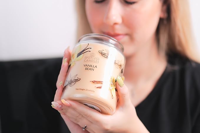 Candle Vanilla Bean 22oz with Wooden Wick in a Presentation Gift Box & Protective Shipper - Vanilla Scented Candles - Large Jar Candles