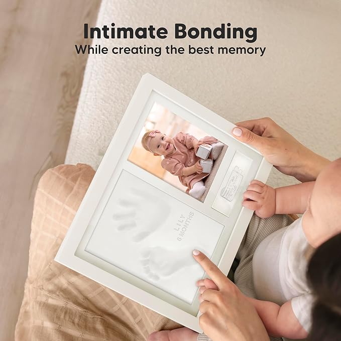 KeaBabies Baby Footprint Kit - Newborn Hand and Footprint Keepsake Frame, Nursery Picture Frame, Personalized New Mom Gifts & Baby Shower Gifts for Boys,Girls Nursery Decor(Alpine White)