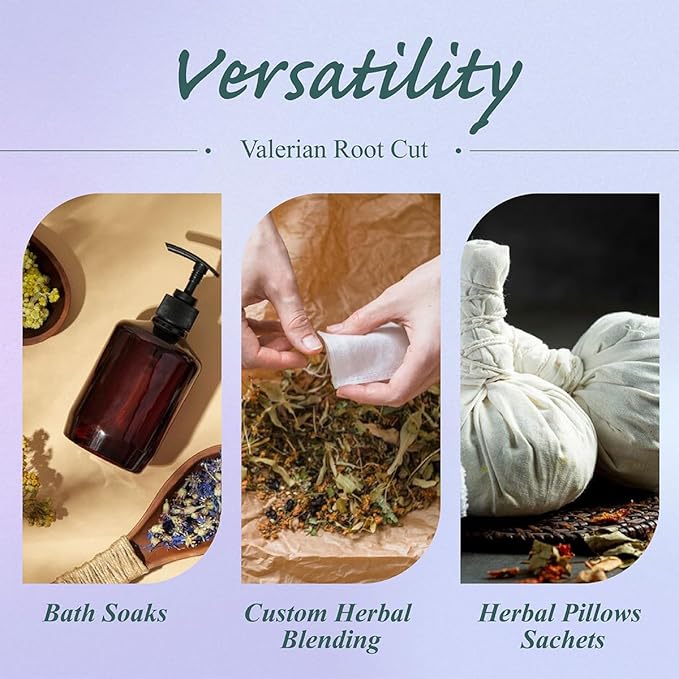 WT WEETEE Valerian Root Tea Loose Leaf 8oz, Made with Pure Cut & Sifted Valerian Root For DIY, Naturally Caffeine-free Herbal Tea