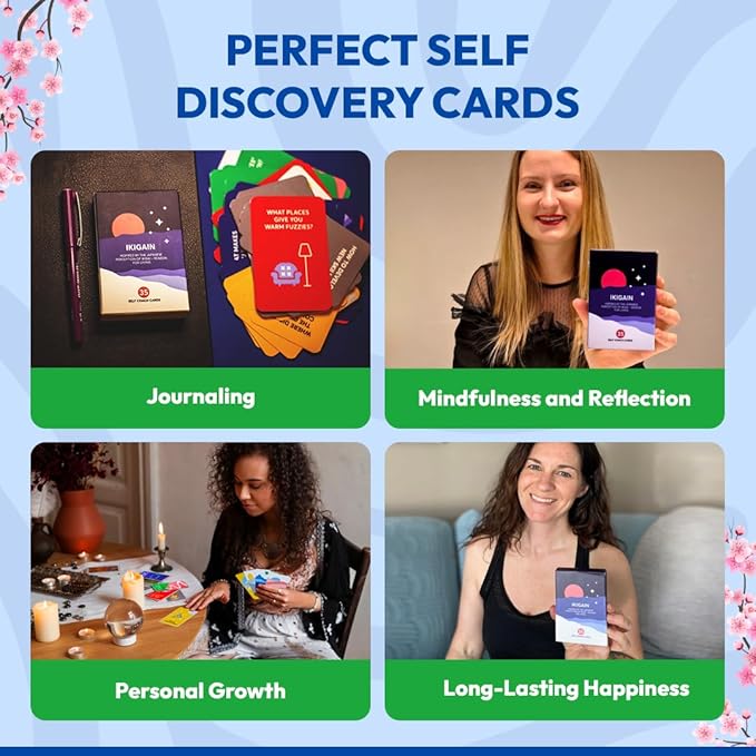 Ikigai Self Discovery Cards – 35 Mindfulness Cards for Personal Growth and Reflection – Inspired by The Ikigai Journal Method and Japanese Philosophy