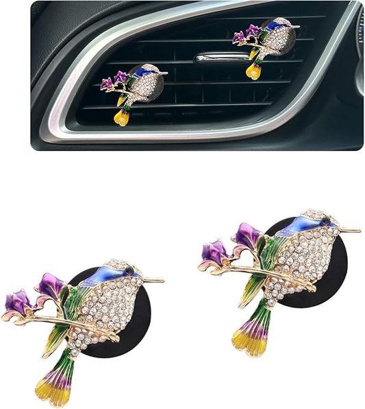 Hummingbird Air Vent Clips Car Fresheners,2pcs Bling Cute Bird Diffuser for Car Decor,Blue Accessories for Women