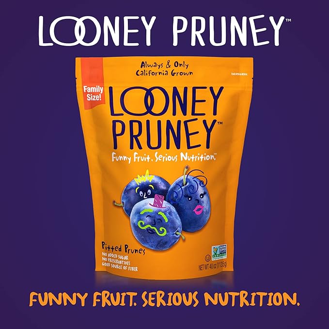 Looney Pruney Pitted Dried Prunes for the Family | Always California-Grown | Kosher | No Added Sugar & No Preservatives (40 oz)