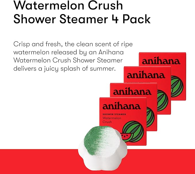 ANIHANA Shower Steamers 4 Pack, Paraben Free, Cruelty Free, Refreshing Watermelon Crush Scent, 1.76 oz Each