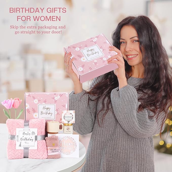 Birthday Gifts for Women, Birthday Gift Basket for Women, Self Care/Get Well Soon Gift Package, Happy Birthdays Idea for Her, Mom, Sister, Best Friend, Wife, Girlfriend, Coworker, BD Gifts Ideas