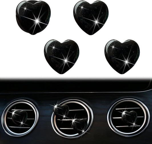 4 Pcs Heart Air Vent Clips, Cute Heart Car Air Fresheners Vents Clips Funny Cars Diffuser Vent Clips Cars Interior Decor Charm Cute Car Accessories,Decoration for Women (Black)