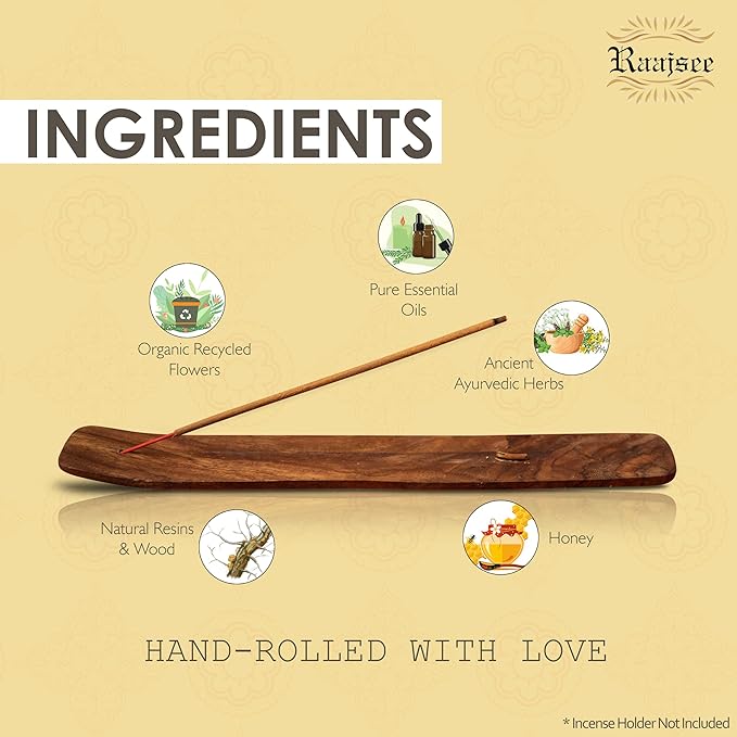 Raajsee Palo Santo Incense Sticks (180 GMS), 100% Pure Organic Natural Hand Rolled Free from Chemicals- Perfect for Aromatherapy, Cleansing, Meditation, and Church (Pack of 12)