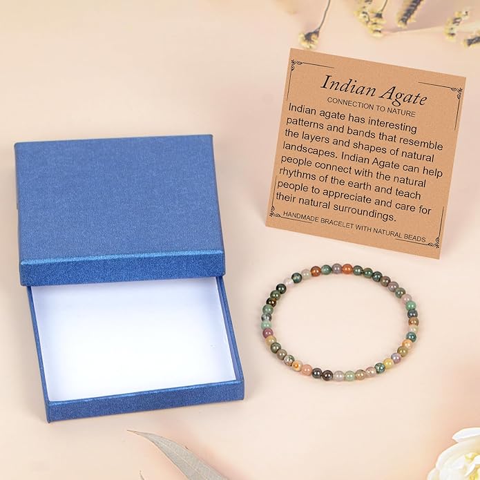 LPBeads Handmade Natural Gemstone Stretch Elastic Bracelet Healing Crystal Round Stone Beads Jewelry Gifts for Women Men