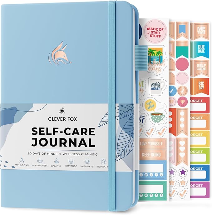Clever Fox Self-Care Journal – Daily Reflection Notebook – Mental Health & Personal Development Planner, Meditation & Mood Log, A5 (Light Blue)