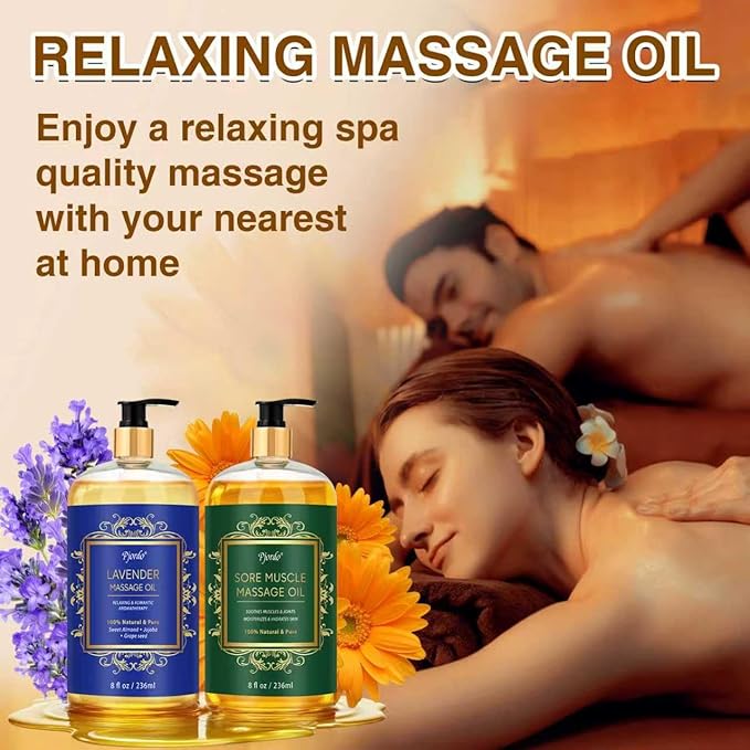 2 Pack Body Massage Oil for Massage Therapy, Sore Muscle Arnica Oil & Lavender Massage Oil for Pain Relief, Massage Relaxing Oil for Calming, Soothes Joints & Muscle, Spa Gift for Him Her