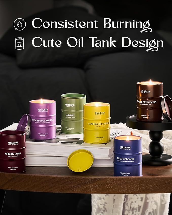 Fall Candle Gift Set | Mini Scented Candles Set|6 Pack Candles for Home Scented,Lemon Grapefruit Eucalyptus Lavender Jasmine Coffee Cherry Candle,Gift Set for Women and Men,Soy Wax 21 oz 105 Hour