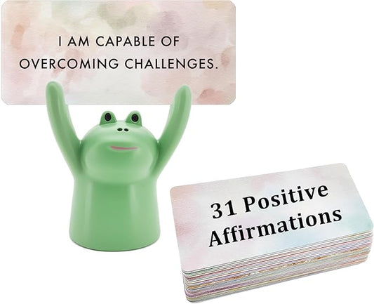 ZEARPT Affirmation Card Deck for Women, Self Care Gift, Positive Affirmation Cards with Holder, Gift for Her, Daughter, Niece, Sister, Daily Affirmations, Midlife Manifestation Gift (Green - Frog)