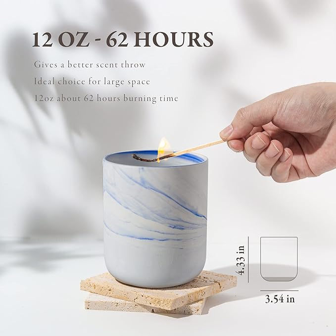 Hidden Label Scented Soy Candles, Large Candle 12oz Sea Salt Rose Ceramic Jar Lava Collection, Gorgeous Gifts for Birthday Thanksgiving Christmas