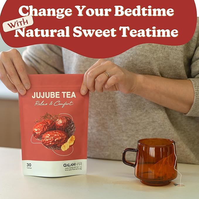 DALAMHARI Jujube Dates Tea | 30T | Korean Pitted Red Dates Tea Bags Smooth Move Tea Sleepytime Dried Jujube Fruit Te Divina Chupa Panza Pinalim Ballerina Throat Coat