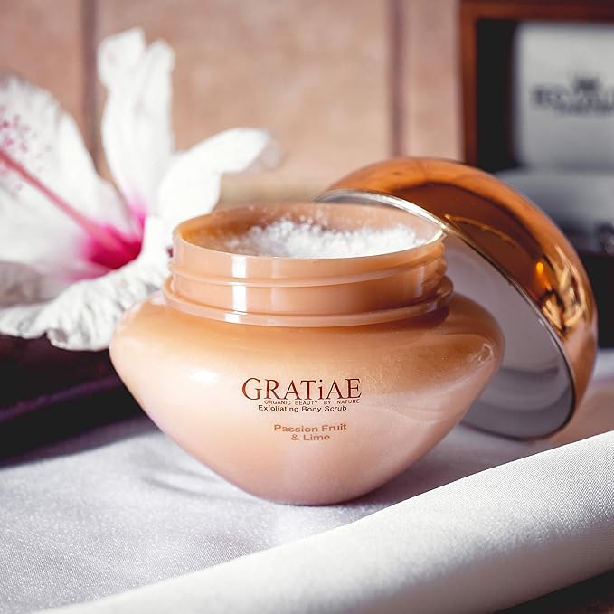Gratiae Organics Exfoliating Body Scrub, Apple and Green Tea for All Skin Types 8.5 Fl oz