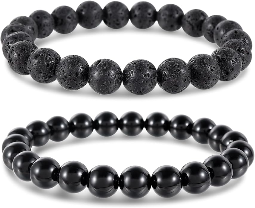 Bivei Natural Gemstone Semi Precious Healing Crystals Handmade Stretchy Round Beads Bracelet, Enhance Positive Energy