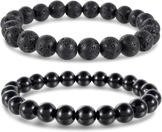 Bivei Natural Gemstone Semi Precious Healing Crystals Handmade Stretchy Round Beads Bracelet, Enhance Positive Energy
