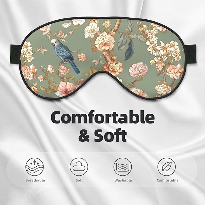 Blossom Trees Sleep Mask for Women & Men - Comfortable Eye Mask with Adjustable Strap - Soft Eye Cover Blindfold for Travel, Yoga, Nap, Shift Work