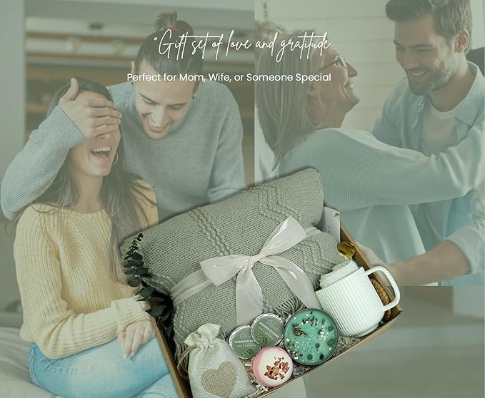Get Well Soon Gift Baskets for Women&Men- Self Care Package - After Surgery/Sympathy/Relaxation Gifts /,Thinking of You/Grief/Bereavement/Miscarriage Gifts for Women (Grey Green)