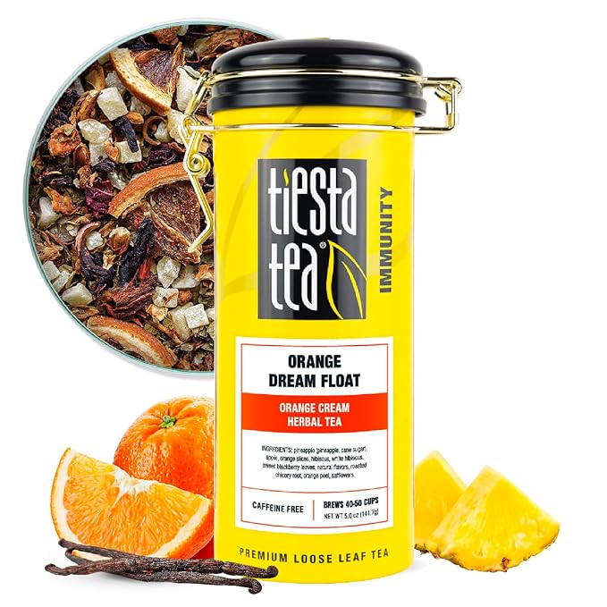 Tiesta Tea - Orange Dream Float Tea, Loose Leaf, Orange Cream Herbal Tea, Premium Caffeine-Free Tea Blend, Make Hot or Iced & Up to 50 Cups, 5 oz Refillable Tin