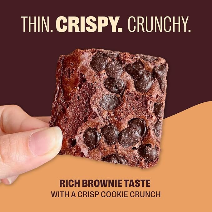 Brownie Brittle – Original Chocolate Chip Thin and Crispy Sweet Snacks, Family Size (Pack of 6, 5 oz), Rich Gourmet Brownie Bites Dessert