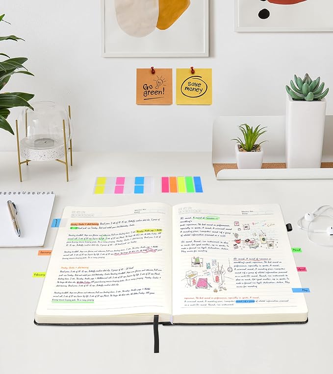 Lined Journal Notebook, 365 Pages B5 Large Journals for Writing Ruled Notebook, Hardcover Leather Journal for Women Men, Daily Notebook for Work, Note Taking, 100Gsm Thick Paper ( 7.6'' X 10'' Black)