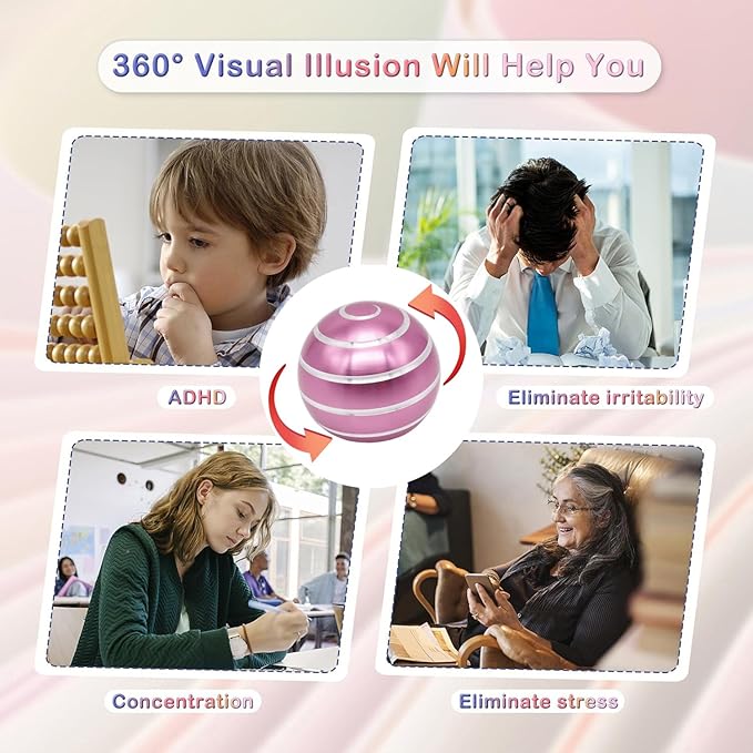 Desk Toys for Fidget Kinetic Cool-Gadgets: 180 Seconds Spinning Toy, Cool-Stuff Thing for Adult Teen Children Kid, Optical-Illusion Stress-Relief Gifts Ball for Man Women Home Office School Christmas